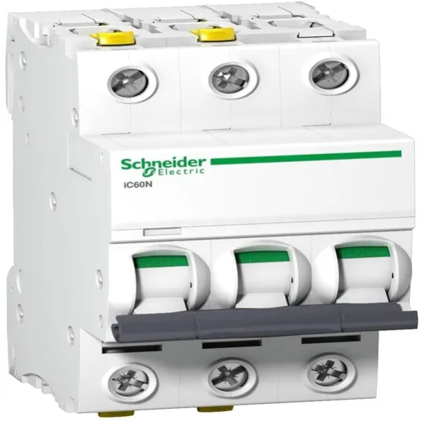 Schneider Electric Acti9 iC60N 3P 32A Dobbelt terminal C-karakteristik 6/10kA 230V Bredde 54mm